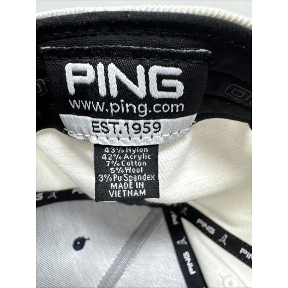 Ping Cap Hat Snapback Mr. Ping Pingman Patch Navy White Flexfit Tech - Picture 6 of 8